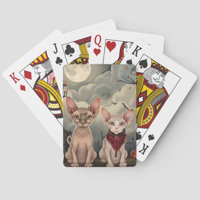 Sphynx Cat Halloween Spooky Playing Cards (Back)