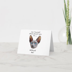 Sphynx Cat Hand Drawn Digital Art Card