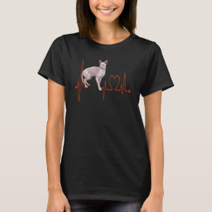 Sphynx Cat Heartbeat EKG Pulse I Love My Hairless T-Shirt