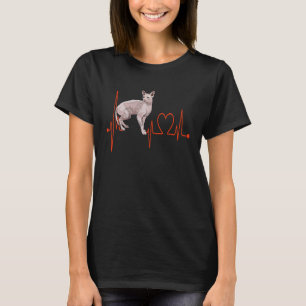 Sphynx Cat Heartbeat EKG Pulse I Love My Hairless T-Shirt