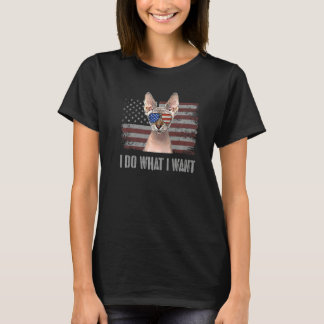 Sphynx Cat I Do What I Want Retro Usa Funny Cat T-Shirt