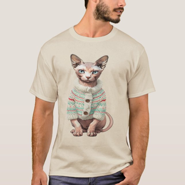 Sphynx Cat in Cosy Winter Sweater - Unique Gift fo (Front)