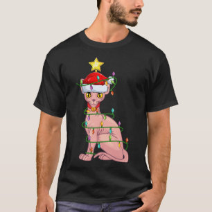 Sphynx Cat Lighting Xmas Tree Matching Sphynx Cat T-Shirt