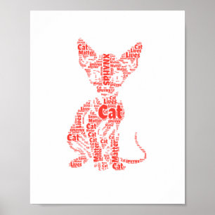 Sphynx Cat Lives Word Cloud Silhouette Sticker Poster