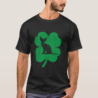 Sphynx Cat Lover Irish Shamrock Leaf St Patrick s  T-Shirt