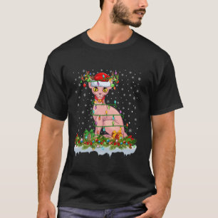 Sphynx Cat Lover Xmas Lighting Santa Sphynx Cat Ch T-Shirt