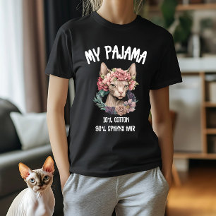 Sphynx Cat Lover's Pajama Design with Floral Crown T-Shirt