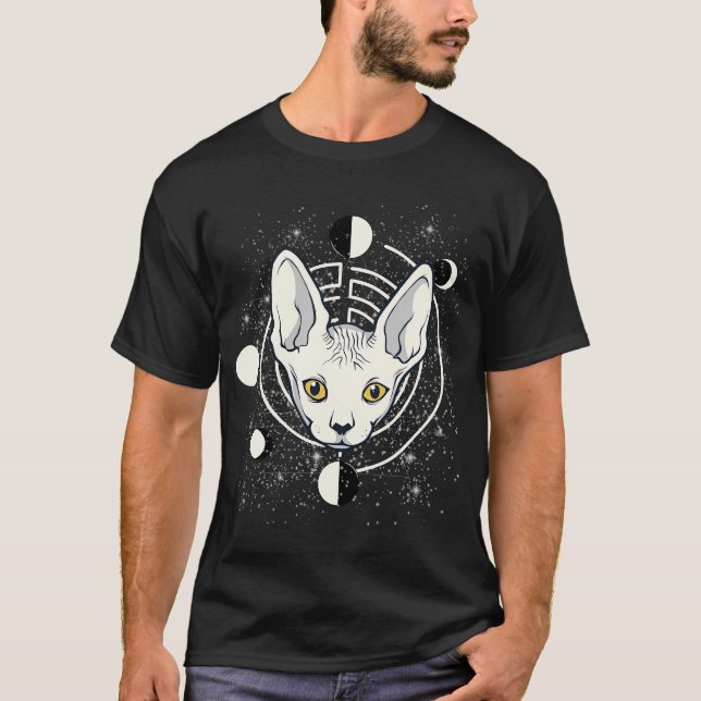 Sphynx Cat Moon Phase Gothic T-Shirt (Front)