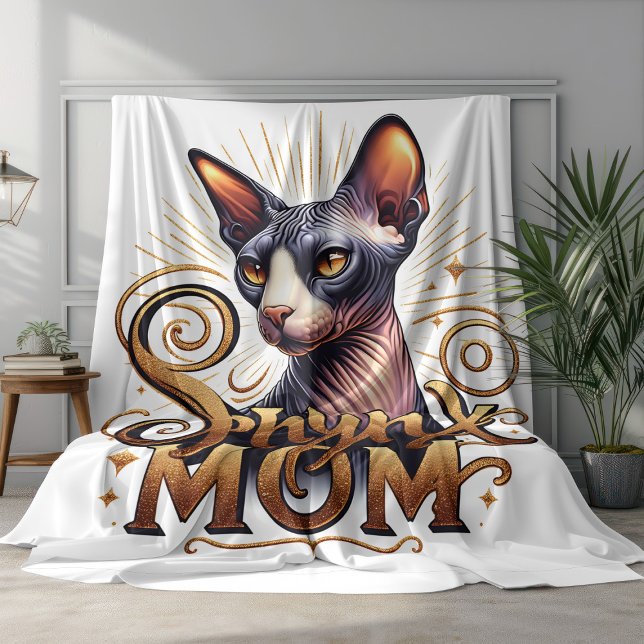 Sphynx Cat Mum Blanket Mother's Day  (Personalized Sphynx Cat Mom Fleece Blanket)