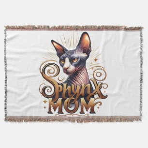 Sphynx Cat Mum Crazy Cat Lady Throw Blanket 