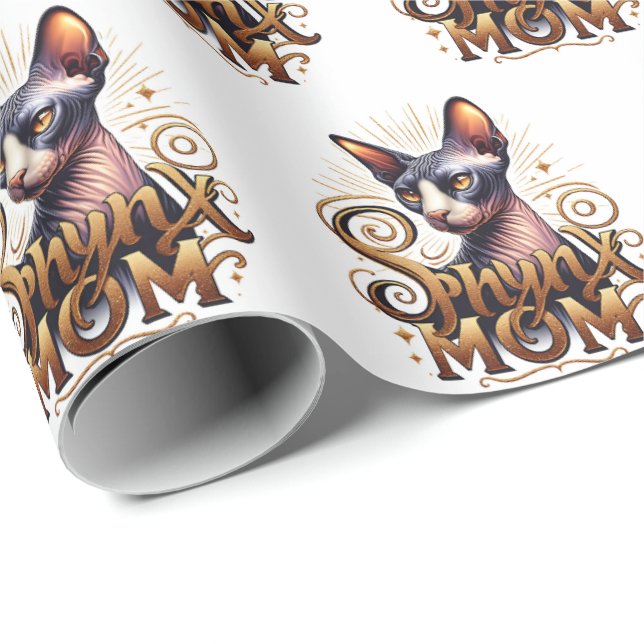 Sphynx Cat Mum Mother's Day Gift Wrapping Paper (Roll Corner)