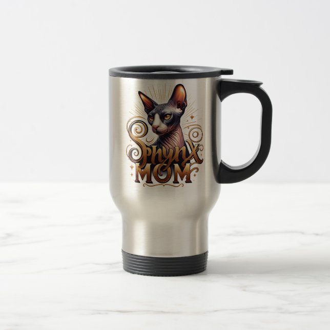 Sphynx Cat Mum Mother's Day Travel Mug with handle (Right)