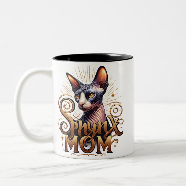  Sphynx Cat Mum  Two-Tone Coffee Mug (Left)