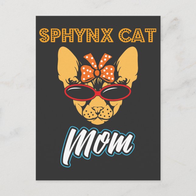 Sphynx Cat Mum Wears Vintage Bandanna Postcard (Front)