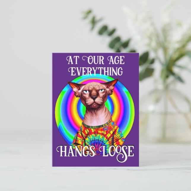  Sphynx Cat Over the Hill Birthday Postcard (Standing Front)