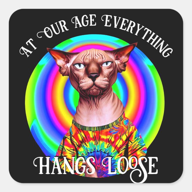  Sphynx Cat Over the Hill Birthday Square Sticker (Front)