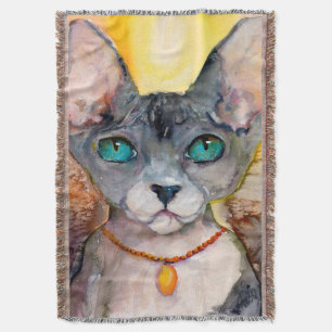 Sphynx Cat Portrait Feline Lovers Dream Gift Throw Blanket