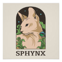  Sphynx Cat Portrait Hand Drawn 