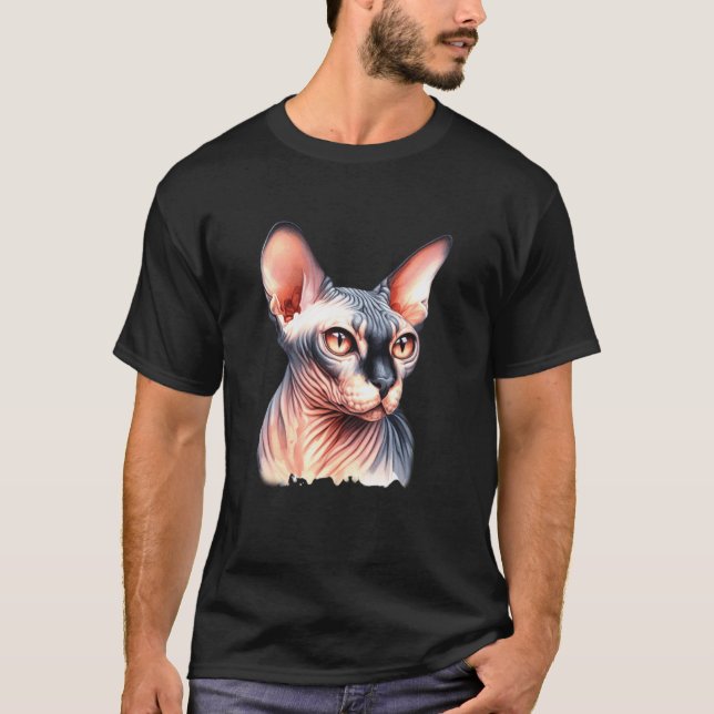 Sphynx Cat Portrait T-Shirt (Front)