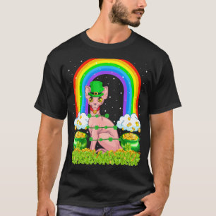 Sphynx Cat   Rainbow Shamrock Sphynx Cat St Patric T-Shirt