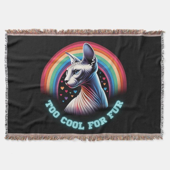 Sphynx Cat Too Cool Funny Black  Throw Blanket (Front)