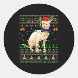 Sphynx Cat Ugly Christmas Sweaters Holiday Santa C Classic Round Sticker