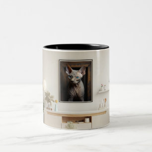 Sphynx cat wall art Two-Tone coffee mug