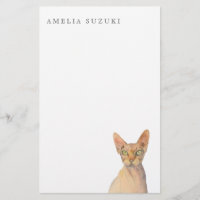 Sphynx Cat Watercolor Portrait with Name