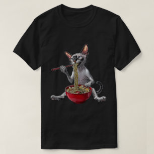 Sphynx Cat with Japanese Ramen Noodles T-Shirt