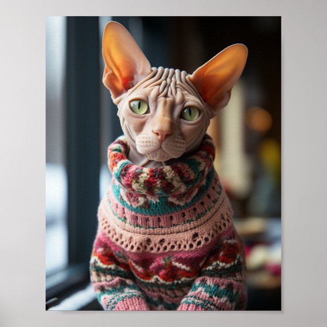 Sphynx Cat with Sweater Poster (Front)
