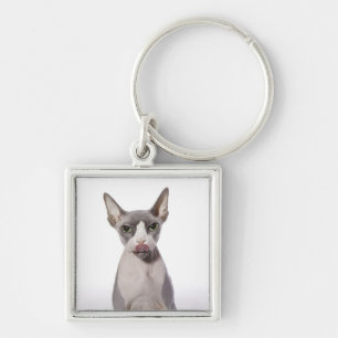 Sphynx Cat with tongue out Key Ring