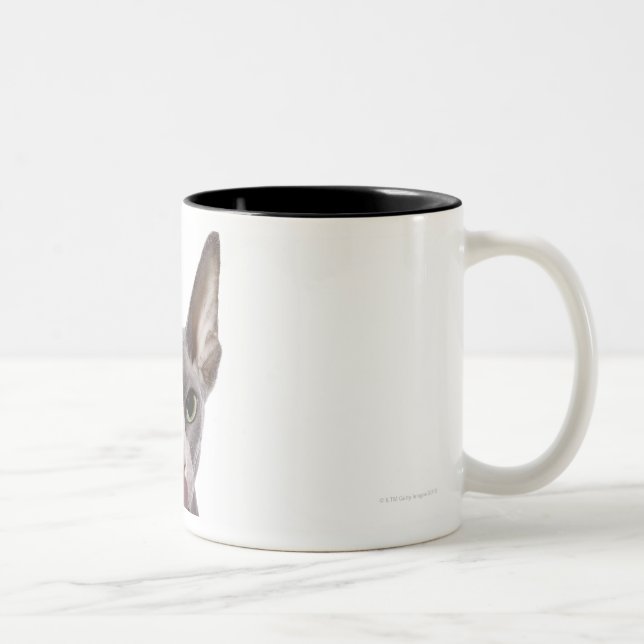 Sphynx Cat with tongue out Two-Tone Coffee Mug (Right)