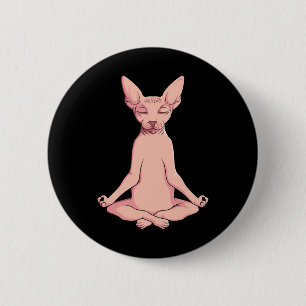 Sphynx Cat Yoga Meditation Breeder Hairless Pet Lo 6 Cm Round Badge