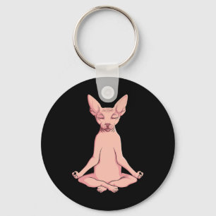 Sphynx Cat Yoga Meditation Breeder Hairless Pet Lo Key Ring