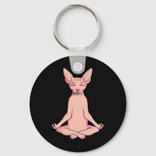 Sphynx Cat Yoga Meditation Breeder Hairless Pet Lo Key Ring