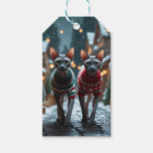 Sphynx Cats Christmas Snow Holiday Gift Tags