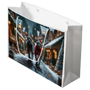 Sphynx Cats Christmas Snow Holiday Large Gift Bag