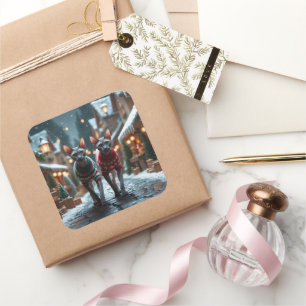 Sphynx Cats Christmas Snow Holiday Square Sticker