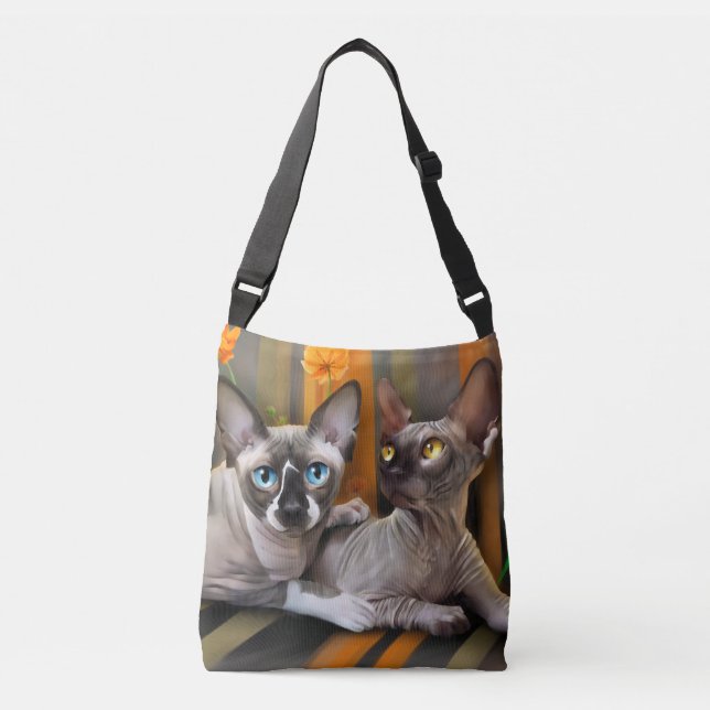 Sphynx cats crossbody bag (Front)