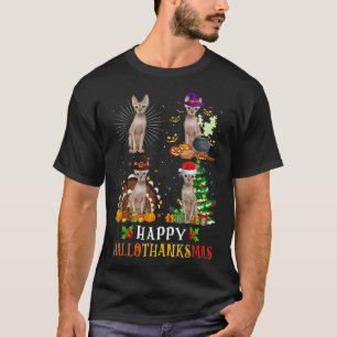 Sphynx Cats Halloween Thanksgiving Christmas Hallo T-Shirt