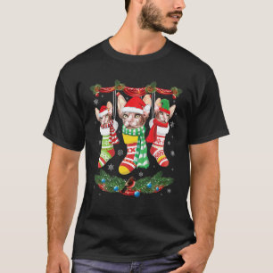 Sphynx Cats Inside Noel Socks Merry Christmas Day T-Shirt