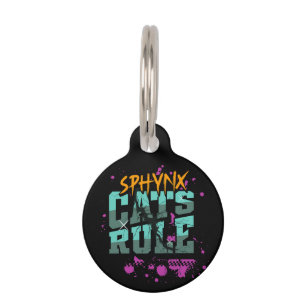 Sphynx Cats Rule Vibrant Pop Art Pet Tag
