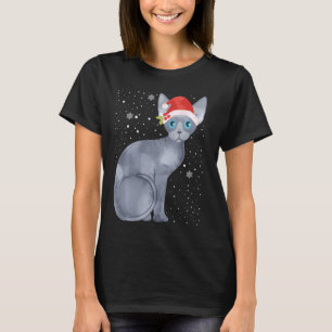 Sphynx Christmas Cat Santa Hat Xmas Kittens Lovers T-Shirt