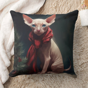 Sphynx Dog in Snow Christmas Cushion