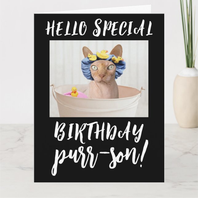 SPHYNX HAIRLESS CAT BIRTHDAY GREETING CARDS (Front)
