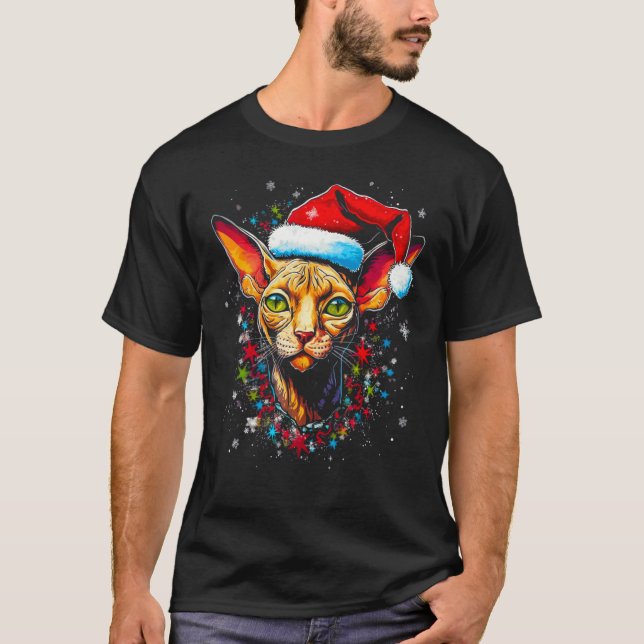 Sphynx Hairless Cat Christmas T-Shirt (Front)