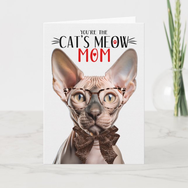 Sphynx Hairless Cat for Mum on Mother's Day Holiday Card (Front)