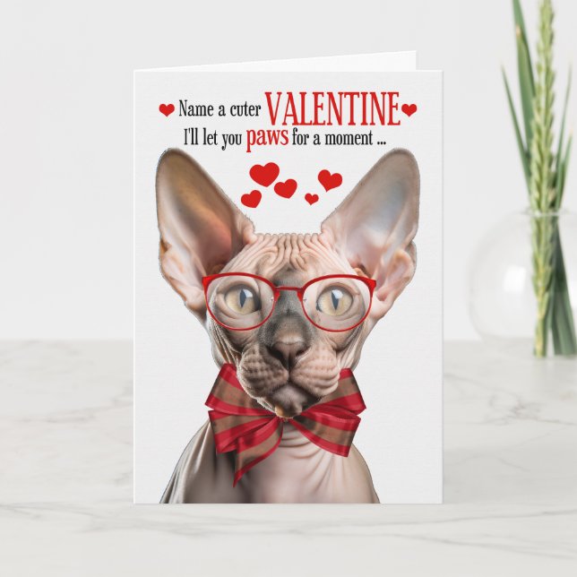 Sphynx Hairless Cat Lover Valentine Feline Humour Holiday Card (Front)