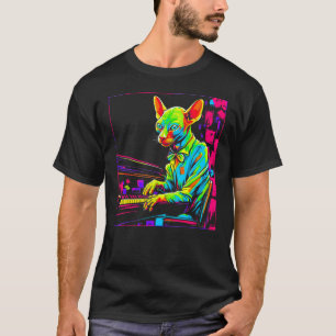 Sphynx Hairless Cat Piano T-Shirt