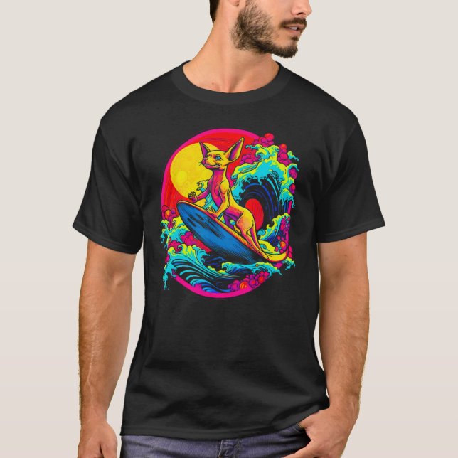 Sphynx Hairless Cat Surf T-Shirt (Front)